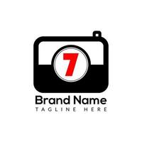 Capture Logo On Letter 7 Template. Camera Icon On 7 Letter, Initial Capture, Photography, Camera Sign Concept vector