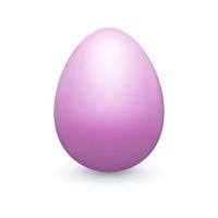 Colored 3d Easter egg. Purple realistic three dimensional vector design element on white background.