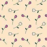 Seamless pattern of multicolored tulips. vector