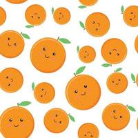 Seamless wallpaper with cartoon cute orange. vector