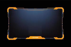 Stylish broadcast gaming overlay design with abstract digital shapes. Gaming overlay and screen interface decoration for online gamers. Live streaming overlay design with yellow and dark colors. vector