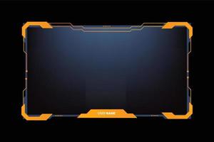 elegante diseño de superposición de juegos de transmisión con formas digitales abstractas. superposición de juegos y decoración de interfaz de pantalla para jugadores en línea. diseño de superposición de transmisión en vivo con colores amarillo y oscuro. vector