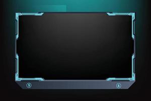 Online broadcasting screen panel decoration with shiny blue color. Live streaming overlay design for gamers. Live gaming overlay and screen interface design vector with abstract shapes.