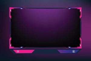 Live streaming button collection with offline screen panels. Streaming overlay design with pink and purple colors. Online gaming panel and broadcast border design. Live gaming screen overlay vector. vector