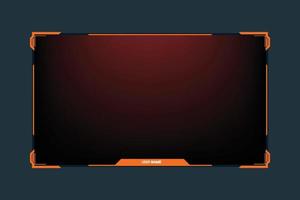 Broadcast gaming overlay design with abstract digital shapes. Stylish gaming overlay and screen interface decoration. Live streaming overlay design with orange and dark colors for online gamers. vector