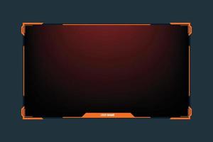 Broadcast gaming overlay design with abstract digital shapes. Stylish gaming overlay and screen interface decoration. Live streaming overlay design with orange and dark colors for online gamers. vector