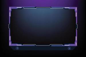 Digital live streaming overlay vector. Broadcast screen design with abstract shapes. Futuristic gaming panel design. Live gaming overlay panel and offline frame background with purple and dark colors. vector