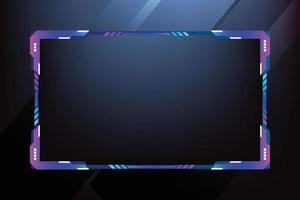 Metallic gaming overlay panel vector with abstract shapes. Simple futuristic gaming screen panel design with pink and blue colors. Online game streaming overlay and user interface design.