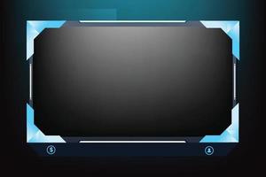 Futuristic ice color streaming overlay design for online gamers. Live gaming overlay vector with a dark background and frosty decoration. Online gaming overlay design with colorful buttons.