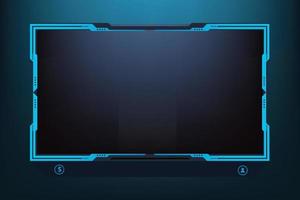 Simple broadcast screen interface design with blue colors on a dark background. Live gaming screen border vector for online gamers. Online user interface decoration with abstract shapes.