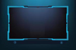 diseño de interfaz de pantalla de transmisión simple con colores azules sobre un fondo oscuro. vector de borde de pantalla de juego en vivo para jugadores en línea. decoración de interfaz de usuario en línea con formas abstractas.