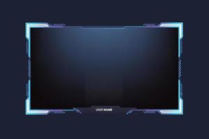 Live streaming overlay for online gamers. Gaming frame and streaming template with blue color. Simple streaming overlay and screen interface vector on a dark background. Modern gaming frame design.