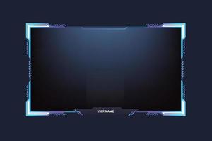 Live streaming overlay for online gamers. Gaming frame and streaming template with blue color. Simple streaming overlay and screen interface vector on a dark background. Modern gaming frame design.