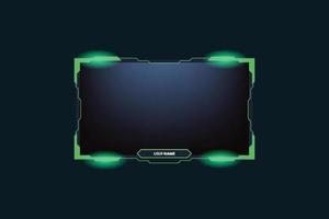 Green screen overlay vector on a dark background. Live gaming screen panel and frame design with light effect. Creative streaming overlay vector with screen border for online gamers.