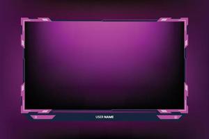 Futuristic gaming screen interface decoration with girly pink color. Girl gamer streaming overlay design with creative abstract shapes. Online gaming overlay vector on a dark background.