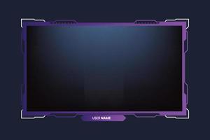 Live gaming overlay design with abstract shapes. Broadcast screen panel and offline frame background with purple and dark colors. Digital live streaming overlay vector. Futuristic gaming panel design. vector