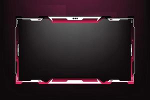 Futuristic gaming overlay vector with creative shapes. Live streaming overlay design with red and white color shapes. Streaming overlay frame and screen interface decoration for online gamers.