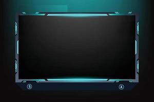 Live broadcasting screen panel design vector with abstract shapes. Online gaming overlay and screen interface decoration with shiny blue color. Live streaming overlay design for gamers.