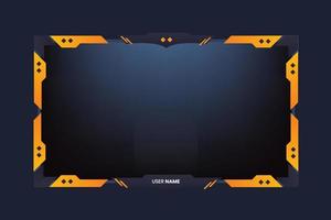 Creative live streaming overlay and screen panel design with yellow and dark colors. Gaming overlay and offline buttons for the broadcast screen. Futuristic live gaming frame overlay vector. vector