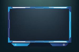 Simple streaming overlay and screen interface decoration with blue color. Modern gaming frame design on a dark background. live streaming overlay vector for online gamers. Streaming frame design.