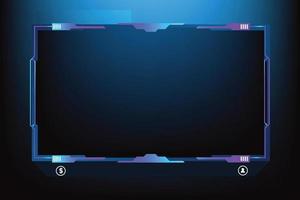 Futuristic live streaming button vector with blue color. Broadcast screen overlay design with digital abstract shapes. Live online gaming overlay and streaming icon vector with buttons.