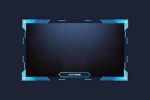 Futuristic live streaming overlay vector with frosty blue color. Live gaming screen panel and broadcast frame design with abstract shapes. Streaming panel overlay template design for gamers.