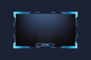 Futuristic live streaming overlay vector with frosty blue color. Live gaming screen panel and broadcast frame design with abstract shapes. Streaming panel overlay template design for gamers.