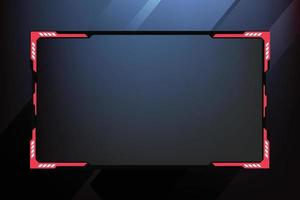 Live streaming overlay design with abstract shapes. Futuristic gaming overlay and broadcast border vector on a dark background. Modern gaming overlay and online screen panel design with red color.