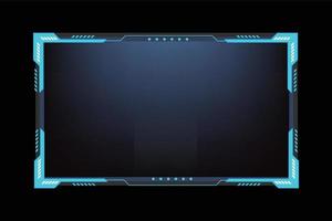 Live gaming overlay vector with a dark background. Online gaming overlay design for online gamers. Futuristic ice color streaming overlay design with colorful buttons and frosty decoration.