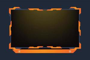 decoración del panel de la pantalla de juego con colores fuego y formas modernas. decoración de superposición de transmisión en vivo metálica para jugadores en línea. vector de diseño de información de transmisión de transmisión con botones.