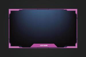 Online screen interface and gaming border decoration for girl gamers. Futuristic game screen panel on a dark background. Broadcast streaming frame border template vector for display decoration.