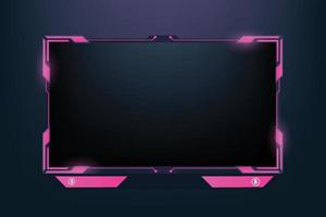 Modern streaming screen interface decoration for girl gamers. Futuristic gaming overlay design with abstract shapes and buttons. Live gaming screen border design with pink color shapes. vector