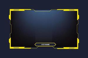 Broadcast screen interface design with button elements for live streaming screens. Futuristic stream overlay vector design. Online gaming overlay vector with yellow color shapes on a dark background.