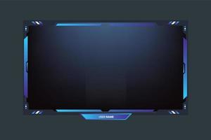 Futuristic live gaming overlay template design with blue color on a dark background. Stream screen interface elements vector for the online gamer. Live game frame border design with light effect.