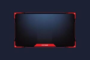 Simple broadcast frame design with red color and dark background. Offline and online screen panels with subscribe buttons for gamers. Modern gaming and streaming overlay vector for screen interface.