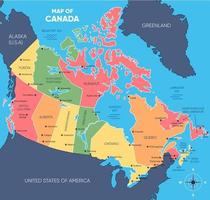 mapa de Canadá con rodeando fronteras vector