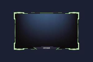 Live streaming screen overlay design. Gaming overlay vector for screen panels. Green Live stream overlay vector for online gamers. Live gaming overlay with a offline screen and colorful buttons.