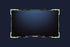 Live streaming screen overlay design. Gaming overlay vector for screen panels. Green Live stream overlay vector for online gamers. Live gaming overlay with a offline screen and colorful buttons.