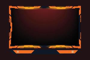 Streaming overlay frame and screen interface decoration. Futuristic gaming overlay vector with creative shapes. Live streaming overlay design with orange and dark color shapes for online gamers.