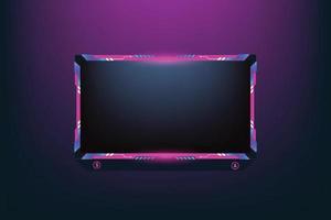 Girly screen overlay vector with pink and dark colors. Gaming screen panel design with abstract shapes for the broadcast system. Digital streaming overlay panel with girly color light effects.