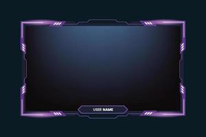 Stylish gamer screen interface decoration with purple color abstract shapes. Online gamer background and screen border for live streaming. Futuristic gaming overlay vector with an offline screen.