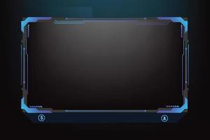 Live streaming screen panel decoration with blue and dark colors. Online gaming overlay with buttons. Abstract gaming overlay design with futuristic style and an offline screen. Digital gaming overlay vector