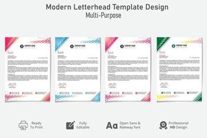 Multi purpoose Letterhead, Business and Corporate Letterhead. 4 pack of bundle set with colorful designs. Modern and Stylish letterheads. Blue, red, green and pink. vector