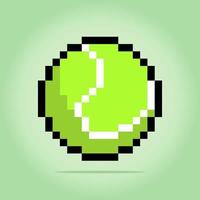 8 bit pixel tennis ball in vector illustrations for game assets and cross stitch patterns.