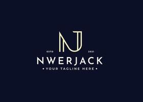 Creative letter NJ minimalist logo with clean and elegant lines style design vector illustration