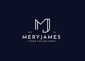 Creative letter MJ minimalist logo with clean and elegant lines style design vector illustration