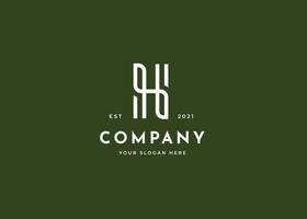 Letter H minimalist logo with clean and elegant lines style design vector illustration