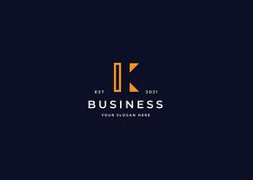 Letter K minimalist logo with clean and elegant lines style design vector illustration