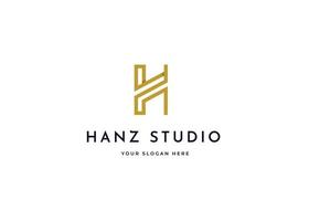 Letter H minimalist logo with clean and elegant lines style design vector illustration