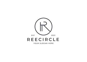 Creative letter R minimalist logo with clean and elegant lines style design vector illustration